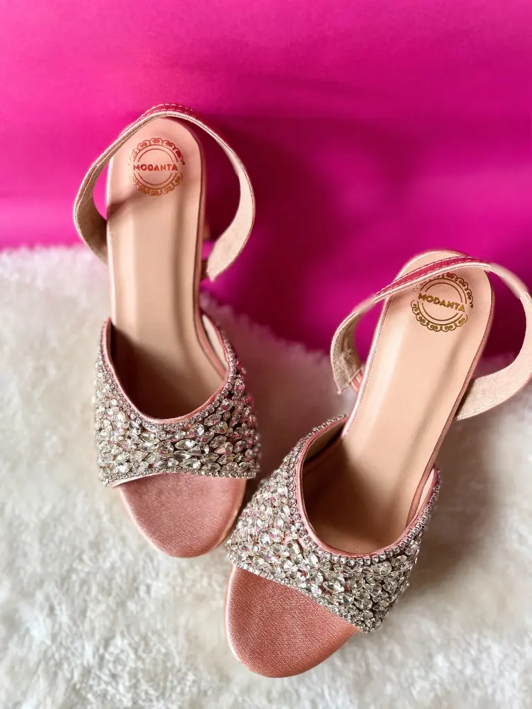 Peach Satin Diamond Heels_Top.webp