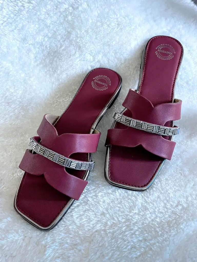 Maroon Embellished Flats_Angular.webp