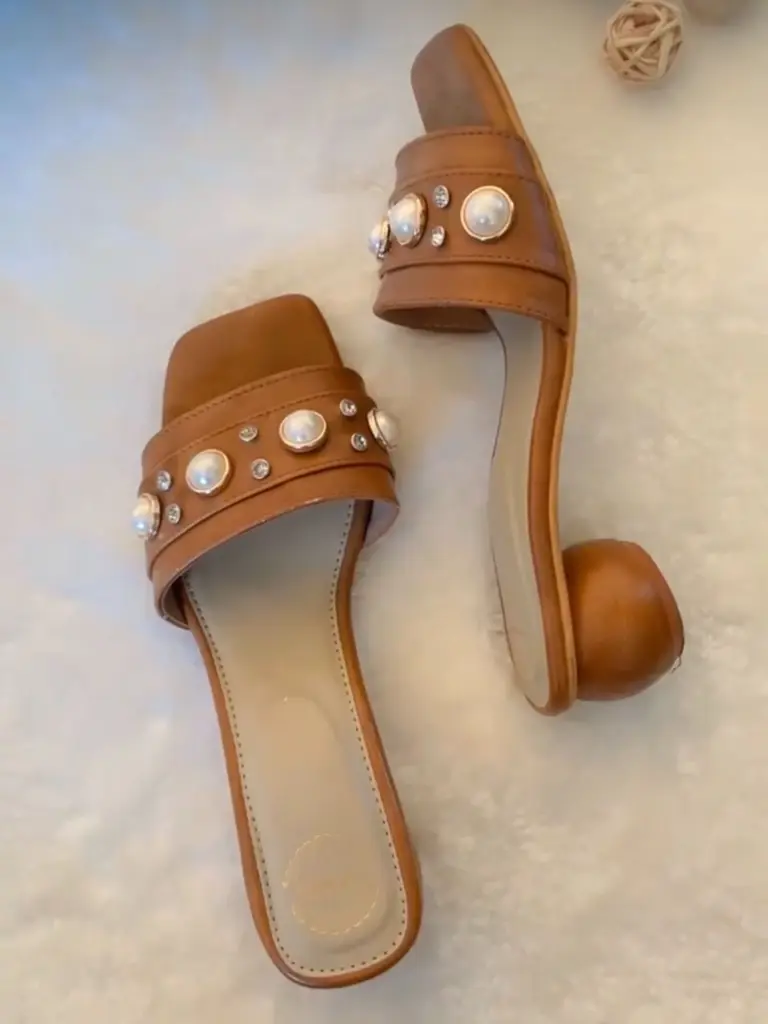 Tan Round Pearl Heels_Top.webp
