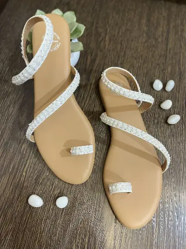 White Embroidered Flats