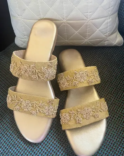 Gold Zardosi Flats