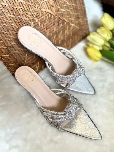 Silver Diamond Knot Heels