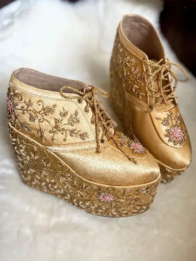 Embroidered Sneaker Wedges