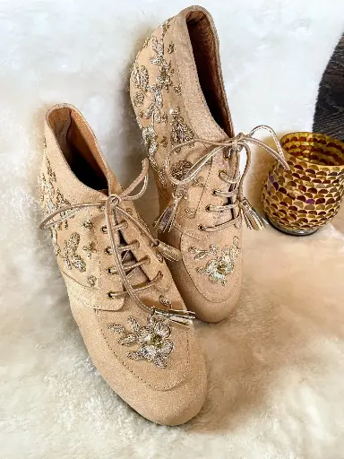 Gold Embroidered Sneakers